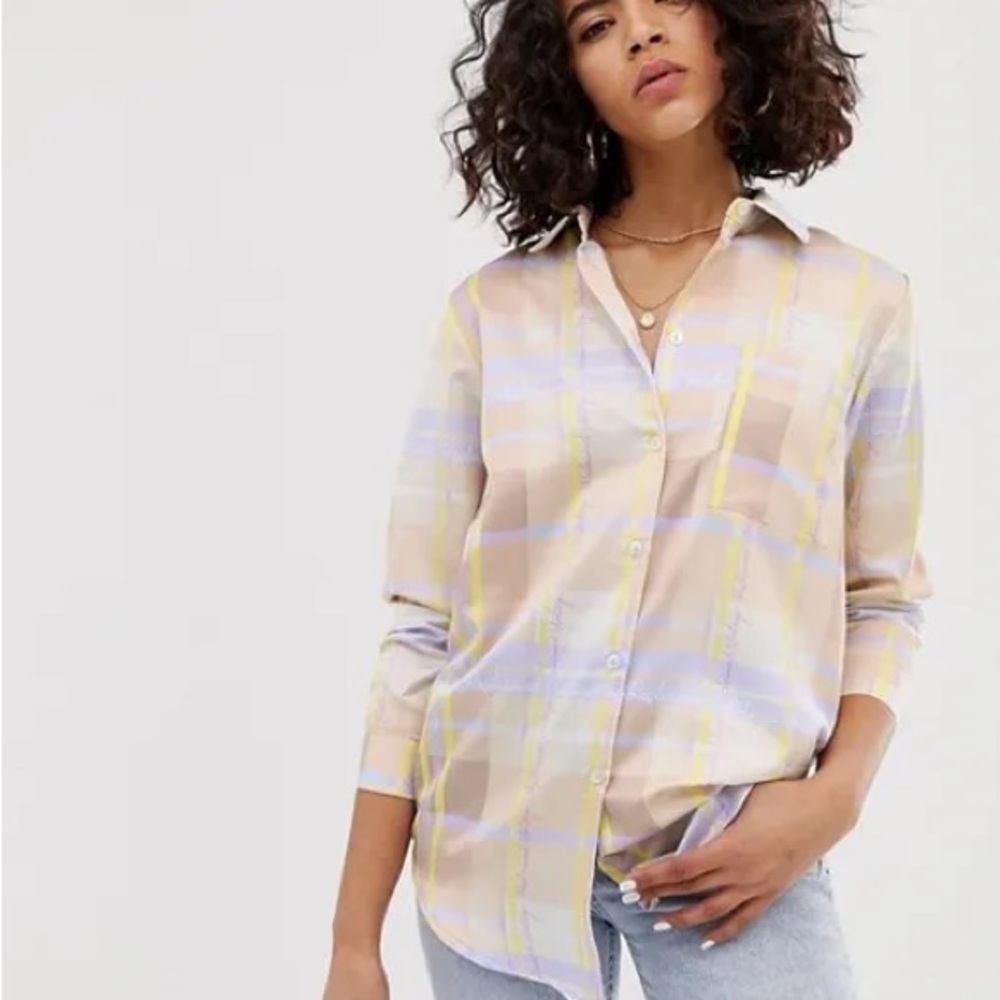 Reclaimed Vintage plaid Button-Up Women's Top size 8